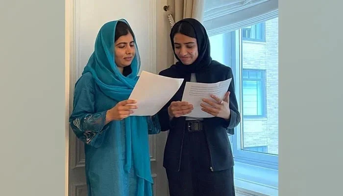 Malala Yousafzai shared a picture with an Afghan student, practising Speech for UNGA Session
