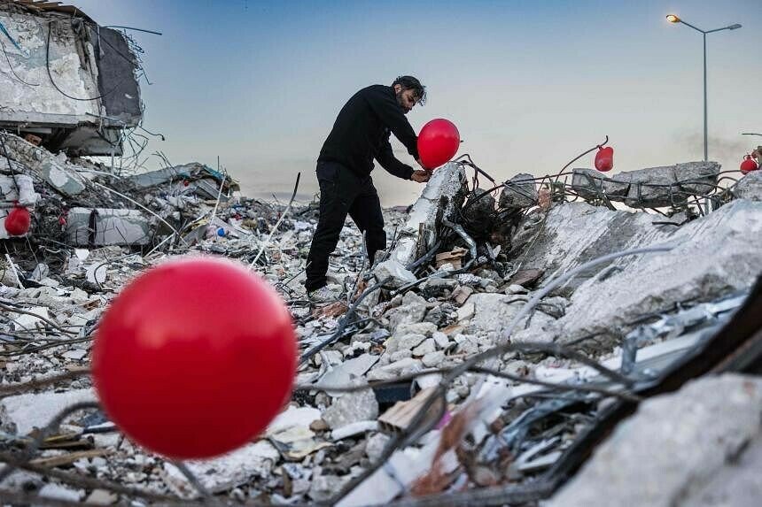 Red balloons mark youth killed in Turkey quake