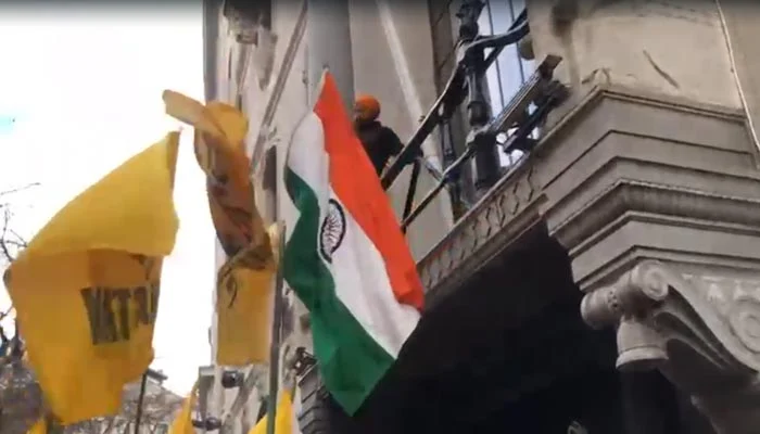 Indian flag replaced with Khalistan flag at Indian HC in London