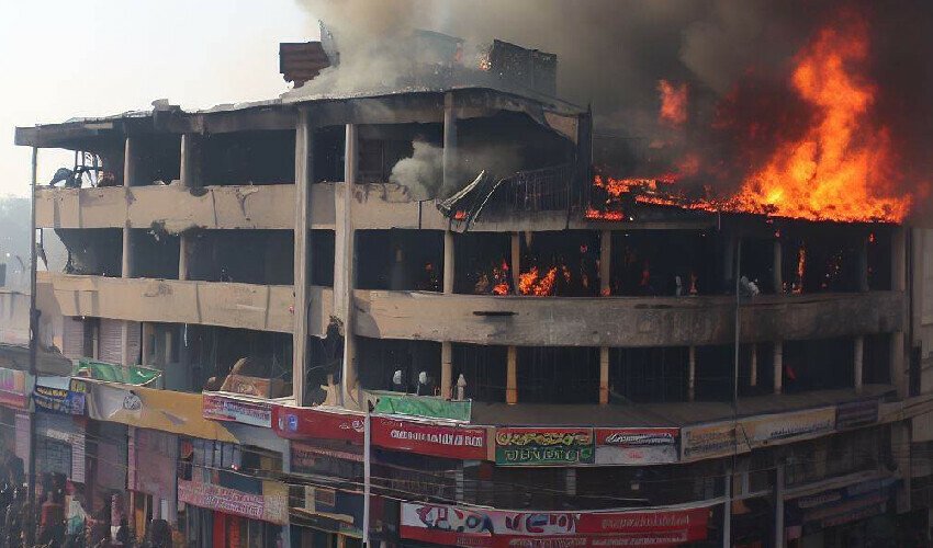 Massive Fire Engulfs Rawalpindi Plaza, Reducing Dozens of Shops to Ashes