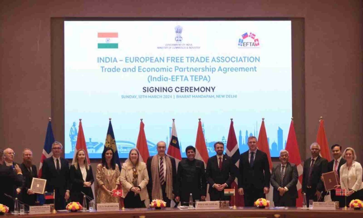 India and European EFTA Bloc Ink Historic $100 Billion Free Trade Agreement