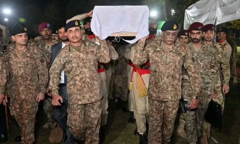 Funeral Prayers Offered for Martyred Officers Lieutenant Colonel Syed Kashif Ali and Captain Muhammad Ahmed Badar