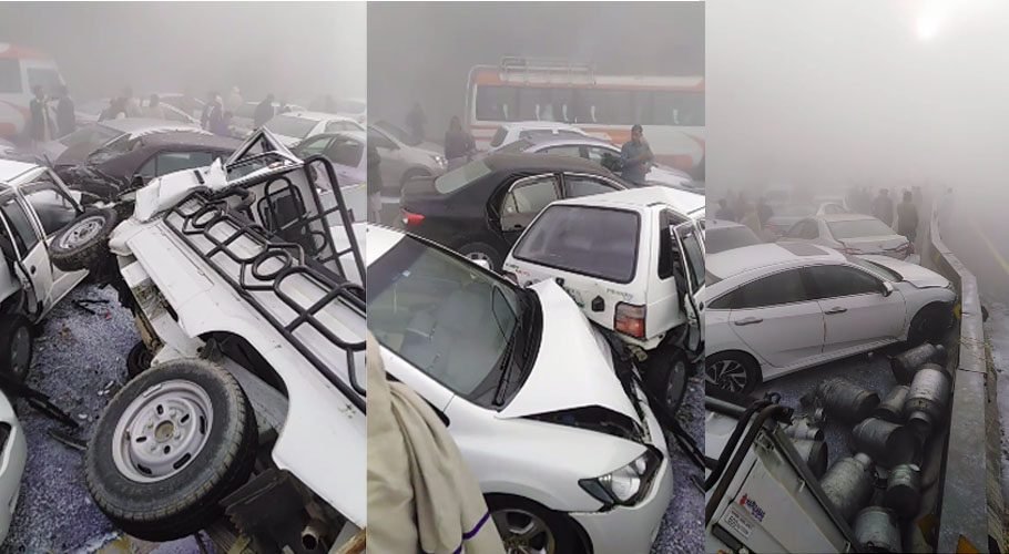 Multiple Vehicles Crash on Motorway Near Kallar Kahar, Punjab