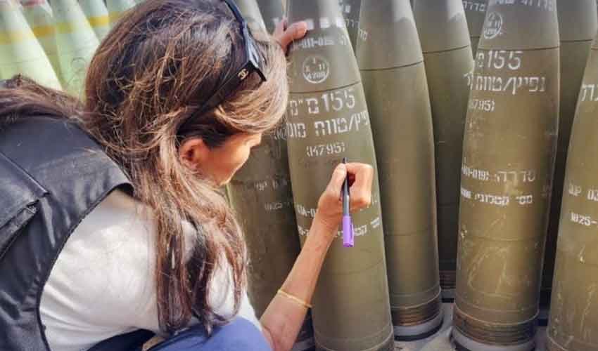 Nikki Haley’s inscription of “finish them!” on an Israeli artillery shell has sparked criticism