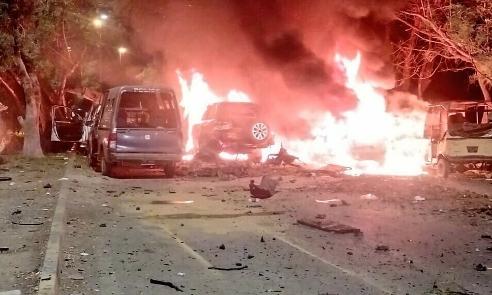 two killed and many injured in a blast near Karachi airport on sunday night