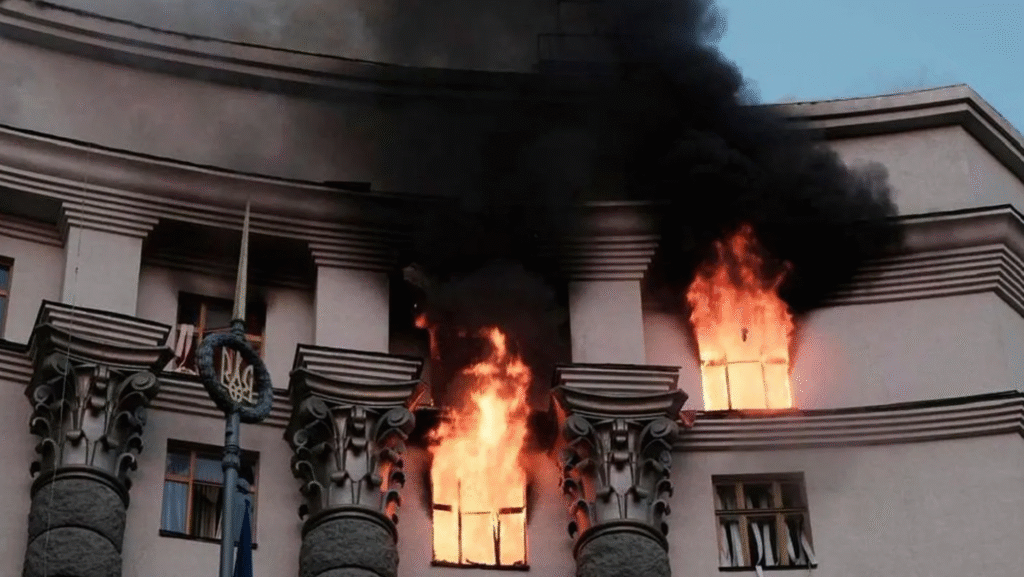 Russia Launches Largest Air Attack on Ukraine, Strikes Kyiv Government Complex Russia airstrike on Kyiv government building