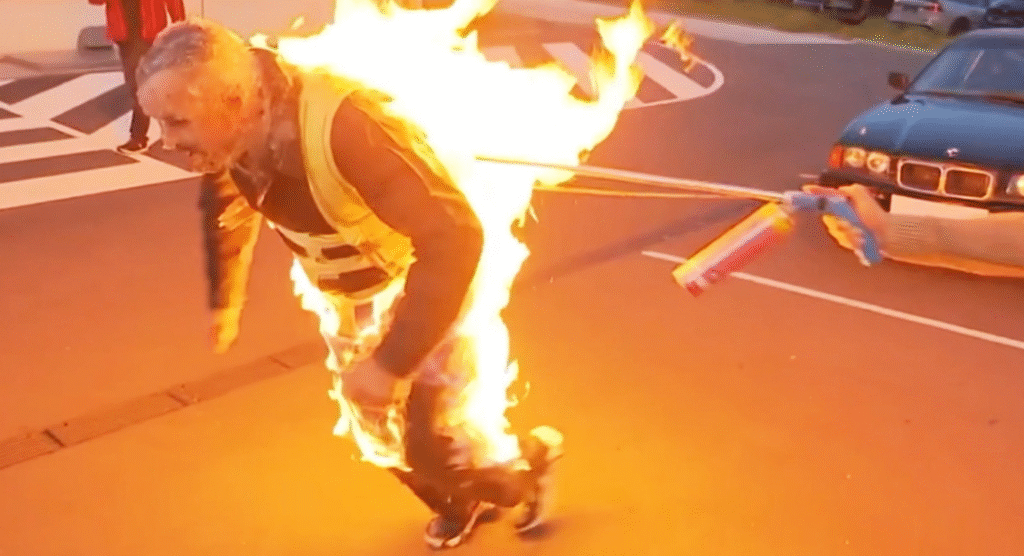 Austrian stuntman Guinness World Record flames