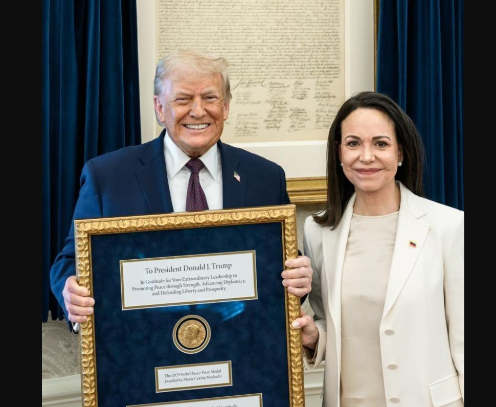 Trump Accepts Nobel Medal From Venezuela’s Machado as Political Signals Intensify Trump Nobel medal Machado