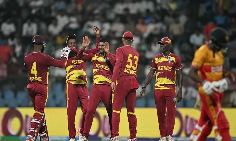 West Indies thrash Zimbabwe by 107 runs to launch Super Eights in style West Indies dominate Zimbabwe by 107 runs as Hetmyer’s blitz and spin attack seal commanding Super Eights victory in Mumbai.